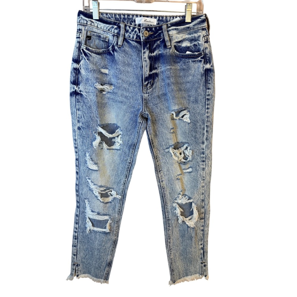 Kancan Acid Wash Distressed High Rise Skinny Jeans Size 5/26 Blue